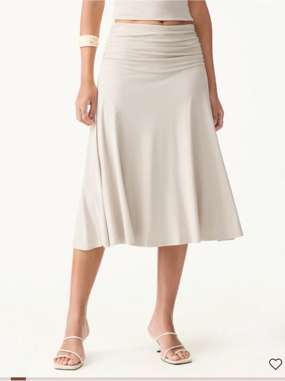 NWT $69 OGL MEDIUM Flowy Side Ruched A-line Midi Skirt